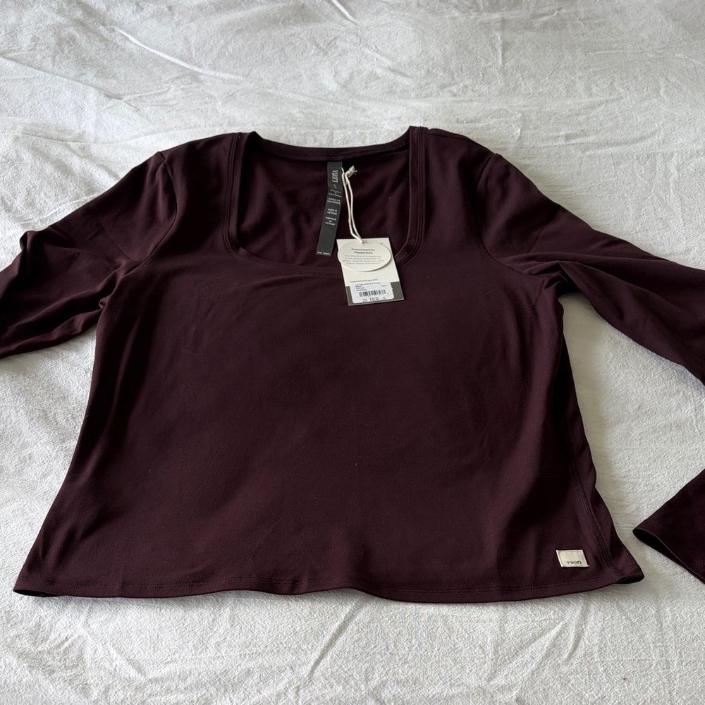 Vuori Women's LS Halo Essential Scoop Top - size L, raisin - Picture 4 of 4